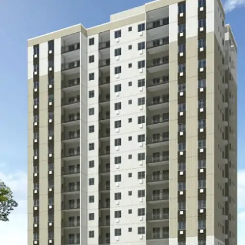 Edifício residencial com revestimento de gesso executado pela Évora
